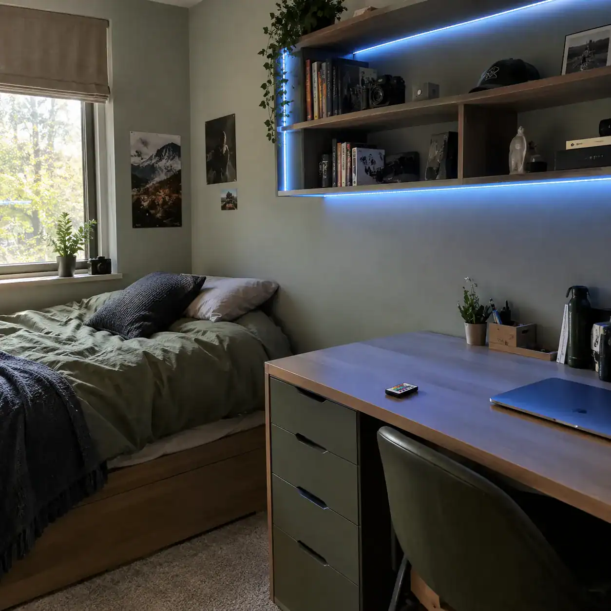 10. Add Remote-Controlled Rope Lighting Around a Shelf