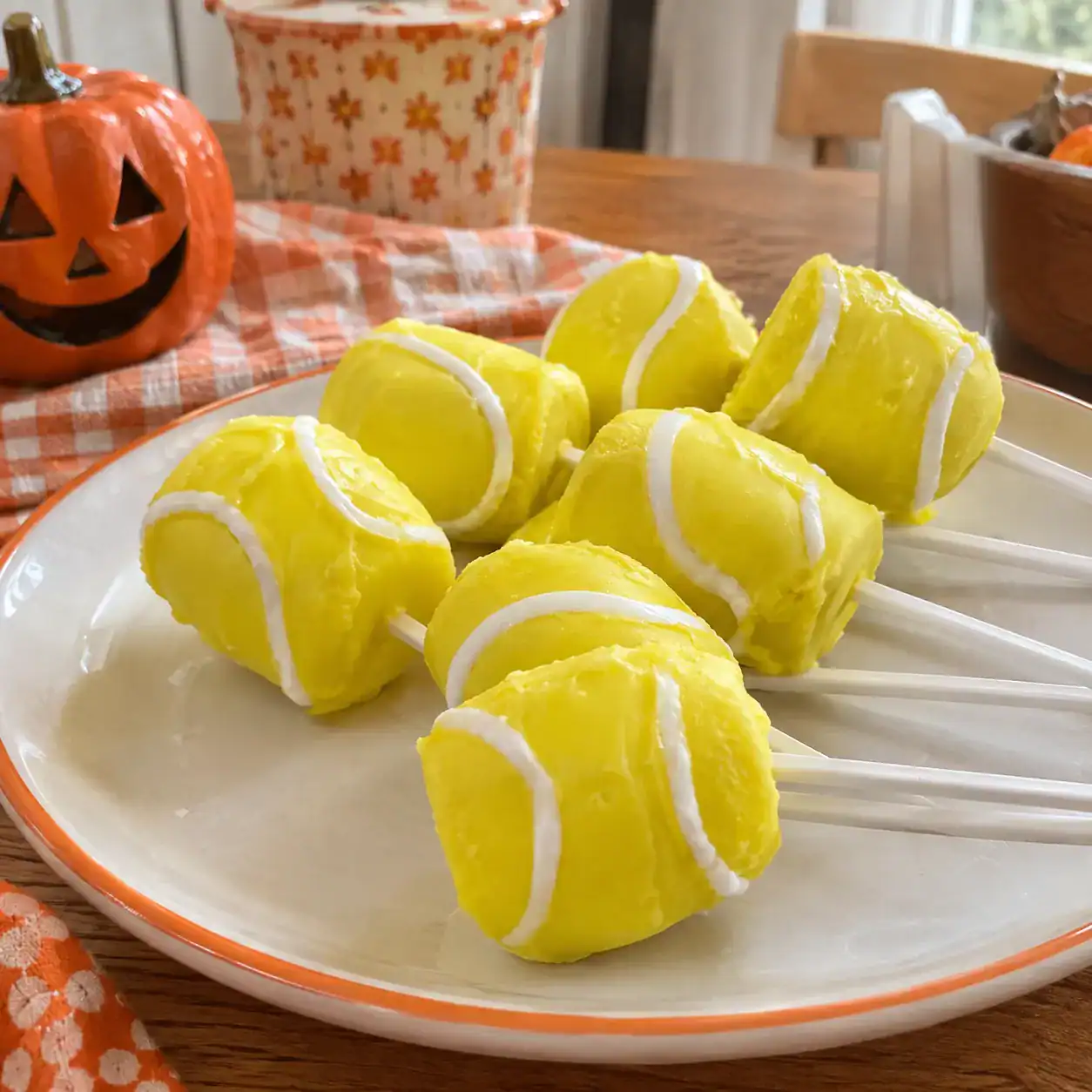 10. Tennis Ball Marshmallow Pops