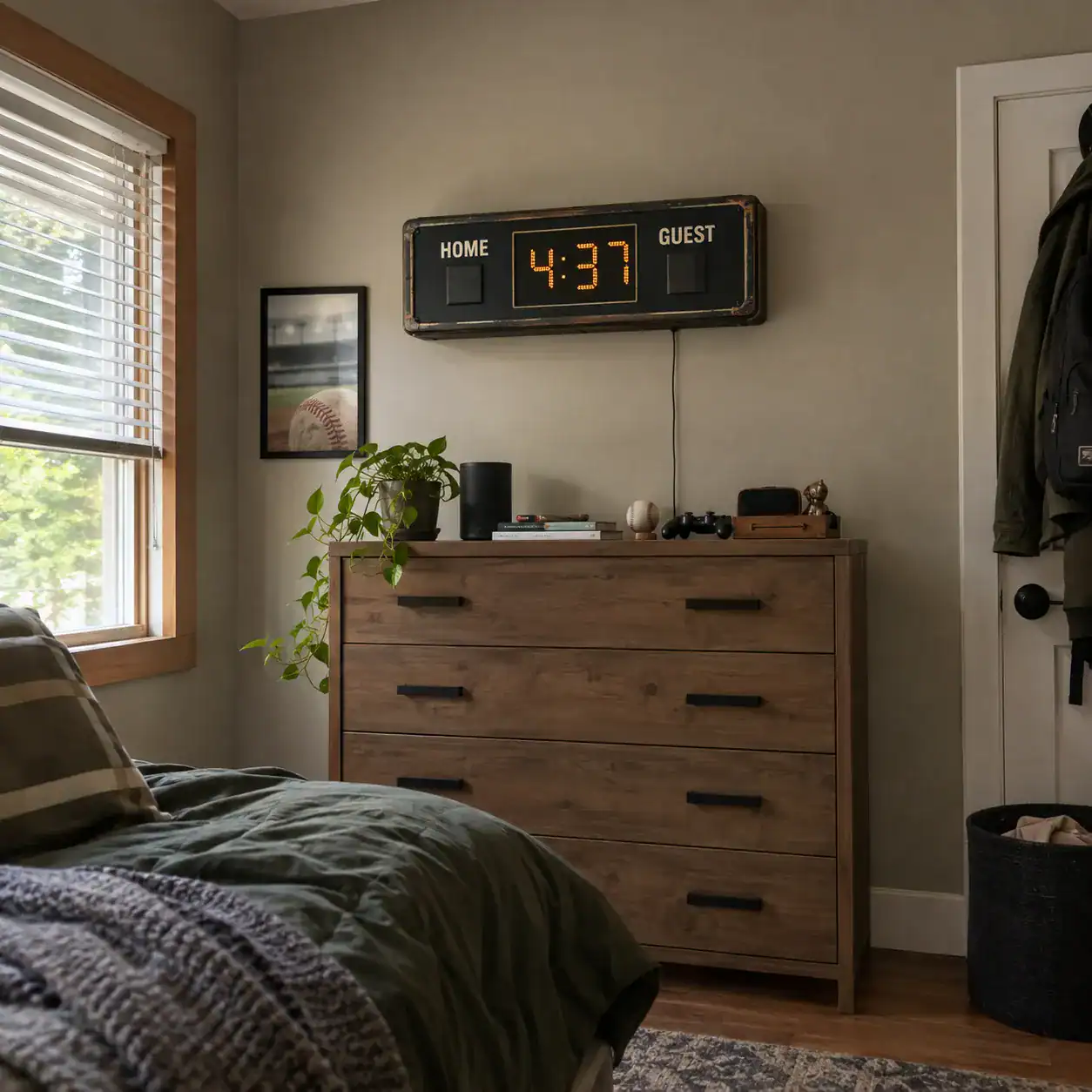 14. Hang a Scoreboard Clock Instead of a Regular One