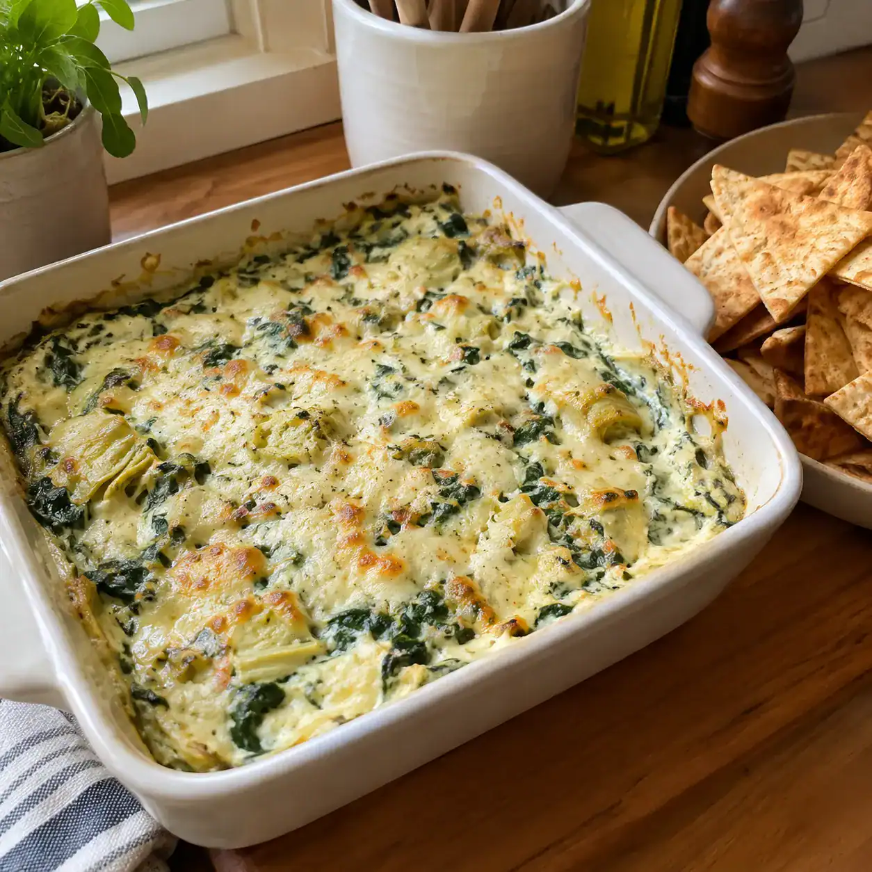 15. Lighter Greek Yogurt Spinach-Artichoke Dip