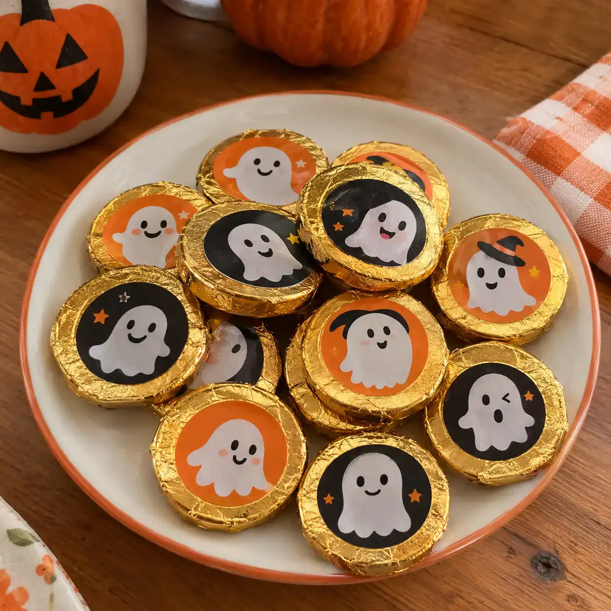 16. Ghost-Faced Chocolate Coins