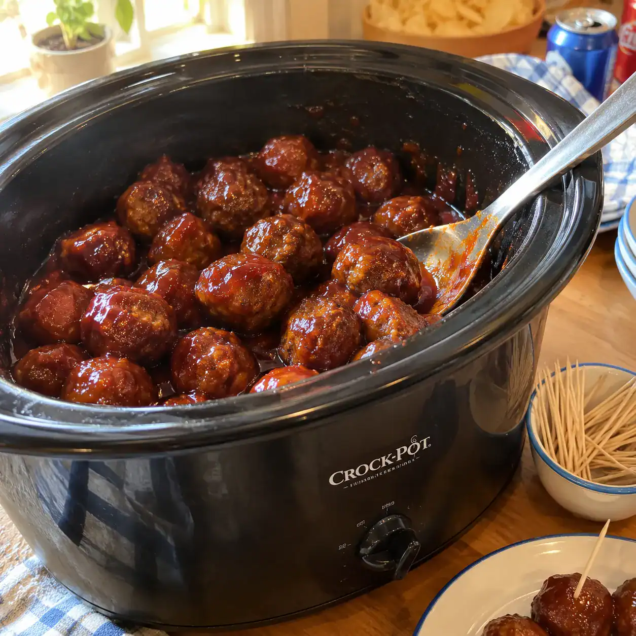 18. Slow-Cooker Meatballs in BBQ or Grape Jelly Sauce
