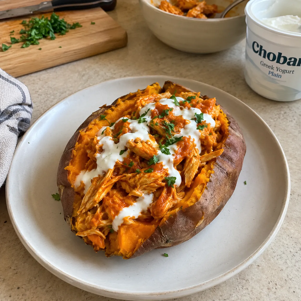 20. Buffalo Chicken Stuffed Sweet Potatoes