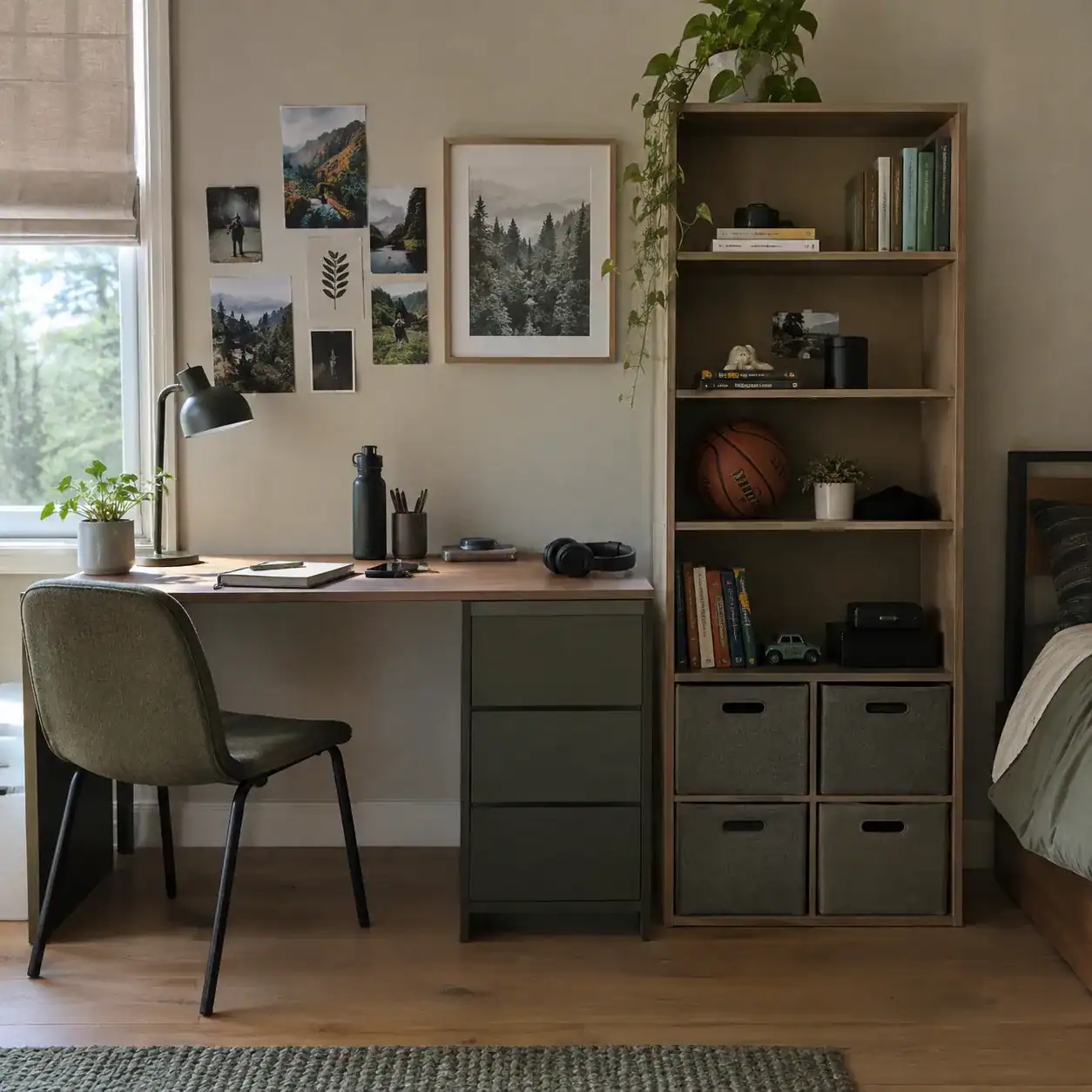 5. Dedicate One Wall to Storage and Studying
