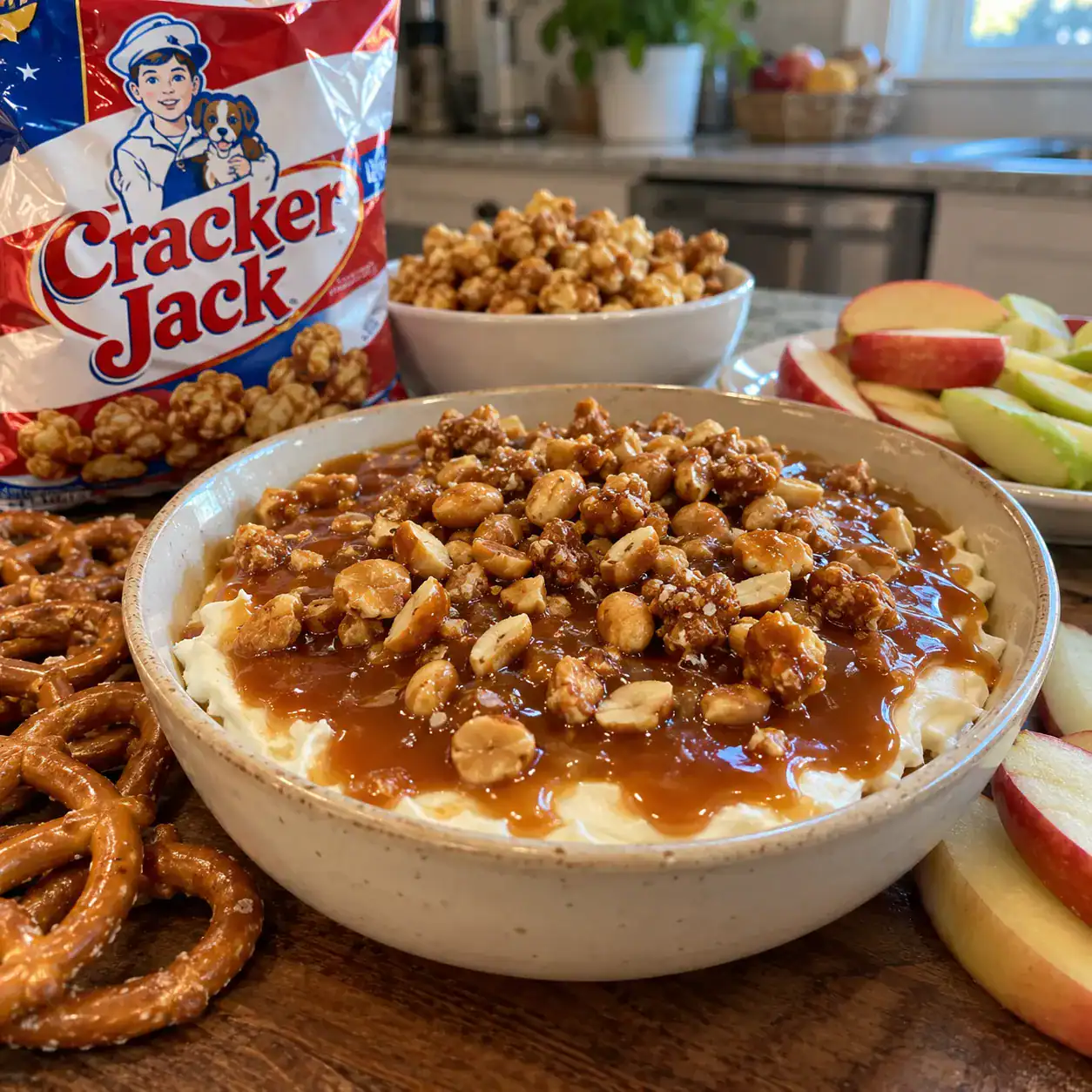 7. Cracker Jack Caramel Peanut Dip