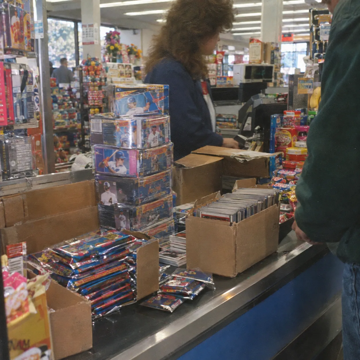 8. Baseball cards were stacked at every checkout