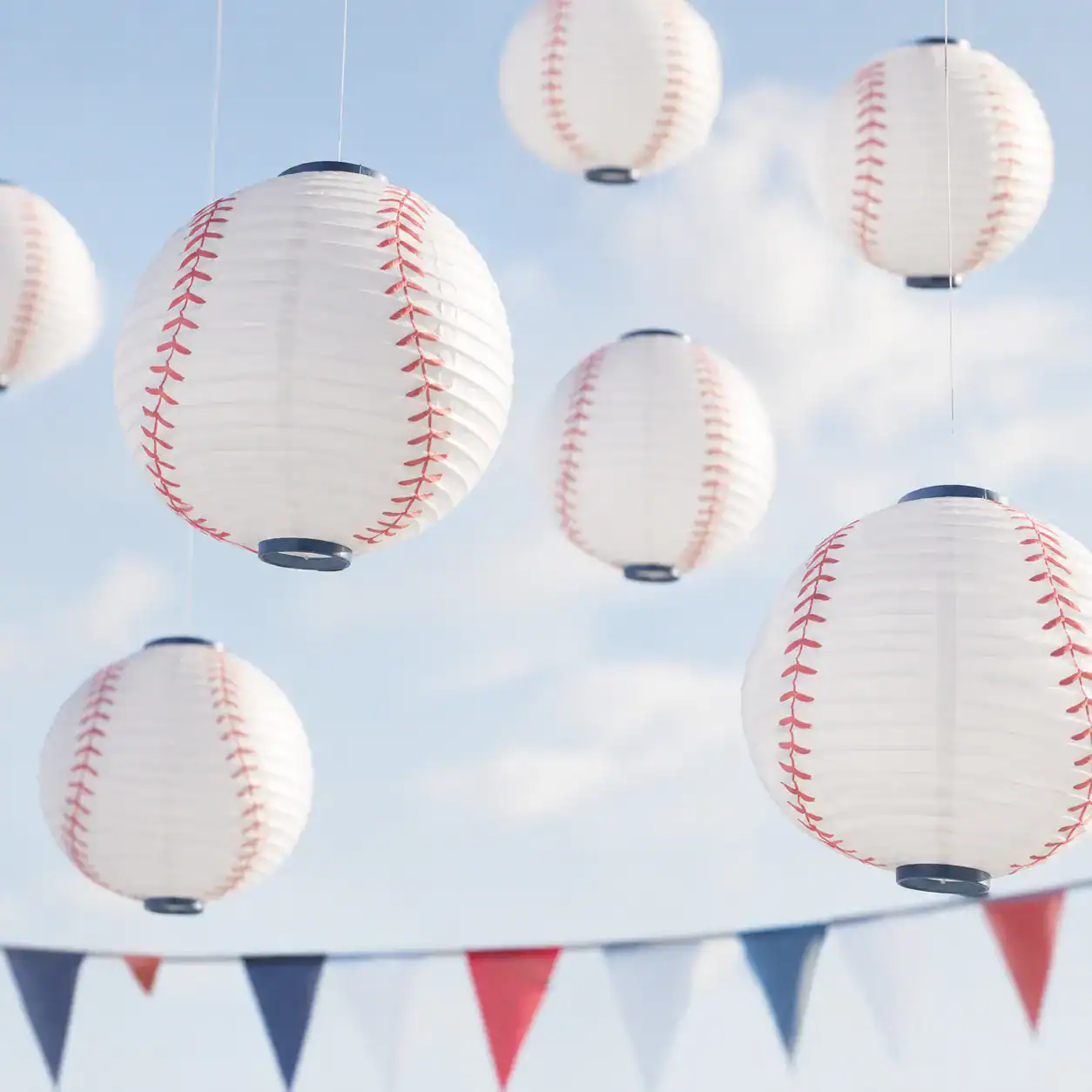 Floating baseball paper lanterns